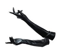KINBOM Long Elbow Leather Gloves, Cat Woman Accessories, Stretchy 80's Opera Evening Party Dance Glove for Women (Black), Black, Length: 21inch, Arm Circumference: 4.3inch