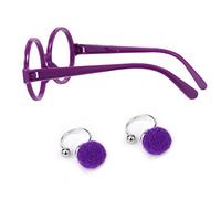 KINBOM Round Purple Glasses, 1 pair Costume Glasses for Kids with 1 pair Earrings, Kids Costume Party Favors Prop Glasses for Kids Costume Props Cosplay Halloween Dress Up Party
