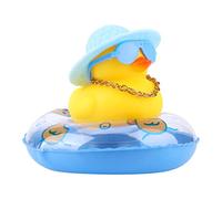KINBOM Rubber Duck Car Ornament, Car Duck Decoration Dashboard Duck Yellow Duck Décor for Car Dashboard Office Bedroom Boys Girls Kids Bathing Toy (Blue Transparent swim ring)