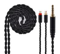 KINBOOFI 6 Core Silver Plated Earphone Cable, Black Upgrade 2PIN Detachable Earphone Cable Replacement Earphone Wire for KZ ZS10 ZS6 ZS5 ZSR ZST TRN V10 V20 TFZ (3.5mm Audio Jack, 2 Pin)