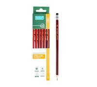 Kinbor STELLAR HB Pencils | Premium Graphite Writing Pencils with Erasers | Box of 12 x 2 | Write Bright, Sketch Right | Classic Red & Black Design | Smooth Writing | Stellar Performance