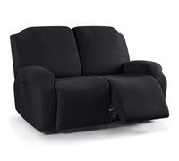 KinCam Jacquard Recliner Chair Cover, Stretch Sofa Slipcover with Armrest & Pocket, Soft Couch Cover Sofa Protector for Dogs & Pets, Washable Armchair Cover (2 Seater, Black)