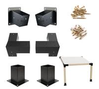 Kinchoix 4x4 Woodworks Pergola Brackets Kit, 15°Slanted Roof Pergola Bracket 2PC 15° 3-Way+2PC 15° Post+2PC Post