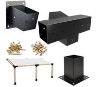 Kinchoix 4x4 Woodworks Pergola Brackets Kit, 15° Slanted Roof Pergola Bracket, Carbon Steel, Black, Pole Mount