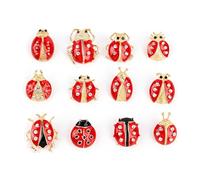 KINCHYGO, 12 Pack Crystal Ladybug Brooch Pin Funny Insect Enamel Lapel Pins for Backpacks Badges Bags Clothing