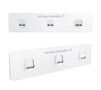 KINCMAX 2 Pack Self Adhesive Hooks for Shower Caddy, Kitchen Racks & Bathroom Organiser Shelves - Transparent & Strong Hook for Walls - Heavy Duty Wall Hooks for Hanging Caddies