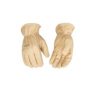 Kinco, 1298-M, Tan Full Grain Cowhide with Western Stitching Detail, Easy-On™ Cuff with Shirred Elastic Wrist, Pieced Leather Hem, Out-Seam Index Finger Design, Extra Large