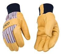 KINCO 1927KW-S Men's Lined Grain Pigskin Gloves, Heat Keep Lining, Knit Wrist, Small, Golden
