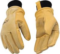 Kinco 901 Men's Pigskin Leather Ski Glove, HeatKeep Thermal Lining, Draylon Thread, Small, Golden