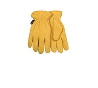 Kinco 90hk-m Men's Lined Grain Deerskin Gloves, Heat Keep Lining Double Shirred Elastic Back, Medium, Golden by Kinco International