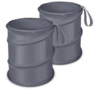 Kincown Car Trash Bin, 2 Packs Pop-up Car Trash Can, Mini Collapsible Car Garbage Can with Elastic Band Hanging, Grey