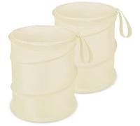 Kincown Car Trash Can, 2 Packs Mini Collapsible Car Trash Bin for Front Back Seat, Pop up Car Garbage Can, Portable Car Trash Bag Hanging for Vehicle SUV Rv Truck Accessories Interior, Beige