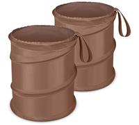 Kincown Car Trash Can, 2 Packs Mini Collapsible Car Trash Bin for Front Back Seat, Pop up Car Garbage Can, Portable Car Trash Bag Hanging for Vehicle SUV Rv Truck Accessories Interior, Brown