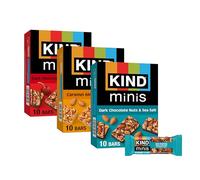 KIND Bar Minis Assortment Pack, Dark Chocolate Nuts and Sea Salt, Caramel Almond Sea Salt, Dark Chocolate, Cherry, Cashew, Healthy Snacks, Gluten Free, Low Calorie Snacks, Low Sugar, 30