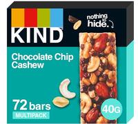 KIND Bars, Bulk Pack, Chocolate Chip Cashew, High Fibre, Gluten Free Snack Bars, No Artificial Colours, Flavours or Preservatives, 72 x 40g bars