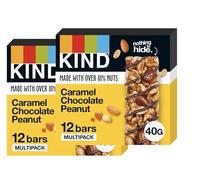 KIND Bars, Gluten Free Snack Bars, Caramel Chocolate Peanut, High Fibre, No Artificial Colours, Flavours or Preservatives, Multipack 24 x 40g