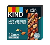 KIND Bars, Gluten Free Snack Bars, Dark Chocolate Nuts & Sea Salt, High Fibre, Healthy Snack, No Artificial Colours, Flavours or Preservatives, Multipack 12 x 40g