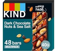 KIND Bars, Gluten Free Snack Bars, Dark Chocolate Nuts & Sea Salt, High Fibre, Healthy Snack, No Artificial Colours, Flavours or Preservatives, Multipack 48 x 40g