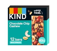 KIND Bars, High Fibre, Gluten Free Snack Bars, Chocolate Chip Cashew, No Artificial Colours, Flavours or Preservatives 12 x 40g