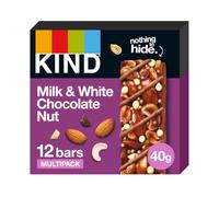 KIND Bars, Milk Chocolate and White Chocolate Nut, Gluten Free Snack Bars, No Artificial Colours, Flavours or Preservatives, Multipack 12 x 40g