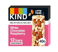 KIND Bars, White Chocolate Raspberry, Healthy Snack, Gluten Free Snack Bars, No Artificial Colours, Flavours or Preservatives, Multipack 12 x 40g