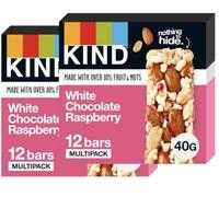Kind Bars, White Chocolate Raspberry, Healthy Snack, Gluten Free Snack Bars, No Artificial Colours, Flavours or Preservatives, Multipack 24 x 40g