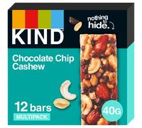 KIND Bars, High Fibre, Gluten Free Snack Bars, Chocolate Chip Cashew, No Artificial Colours, Flavours or Preservatives 12 x 40g