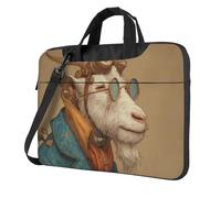 Kind Goat Laptop Bag Portable Handbag, Safe Protective Inner Lining for Business Trip and Office Use, Black, 15.6 inch