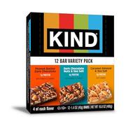 KIND Nut Bars, Variety Pack, Dark Chocolate Nuts & Sea Salt, Peanut Butter Dark Chocolate, and Caramel Almond Sea Salt, Gluten Free, Low Sugar, 5-7g Protein, 12 Count