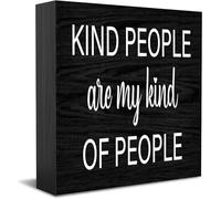 Kind People Are My Kind Of People Wooden Box Sign Decorative Funny Office Wood Box Sign Home Office Decor Rustic Farmhouse Square Desk Decor Sign For Shelf 5 X 5 Inches