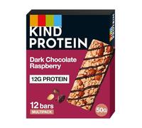 KIND Protein Bars, Dark Chocolate Raspberry, High Fibre, Healthy Snack, Gluten Free, 12g Protein, No Artificial Colours, Flavours or Preservatives, Multipack 12 x 50g