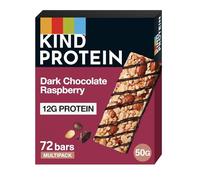 KIND Protein Bars, Dark Chocolate Raspberry, High Fibre, Healthy Snack, Gluten Free, 12g Protein, No Artificial Colours, Flavours or Preservatives, Multipack 72 x 50g