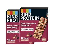 KIND Protein Bars, Dark Chocolate Raspberry, High Fibre, Healthy Snack, Gluten Free, 12g Protein, No Artificial Colours, Flavours or Preservatives, Multipack 24 x 50g