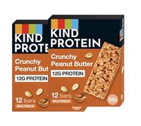 KIND Protein Bars, Gluten Free Snack Bars, Crunchy Peanut Butter, High Fibre, Healthy Snack, Source of Protein, No Artificial Colours, Flavours or Preservatives, Multipack 24 x 50g