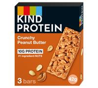 KIND Protein Bars, Gluten Free Snack Bars, Crunchy Peanut Butter, High Fibre, Healthy Snack, Source of Protein, No Artificial Colours, Flavours or Preservatives, Multipack 3 x 42g