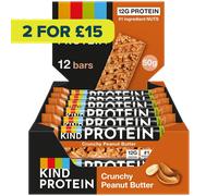 KIND Protein Bars, Gluten Free Snack Bars, Crunchy Peanut Butter, High Fibre, Healthy Snack, Source of Protein, No Artificial Colours, Flavours or Preservatives, Multipack 12 x 50g