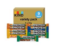 KIND Protein Variety Pack, Gluten Free, High Fibre, No Artificial Colours, Flavours to Preservatives, 9 x 12g bars