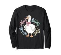 Kind Smart Brave Silly Cute Goose Positive Affirmations Kids Long Sleeve T-Shirt