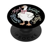 Kind Smart Brave Silly Cute Goose Positive Affirmations Kids PopSockets Adhesive PopGrip
