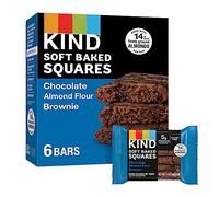 KIND Soft Baked Squares, Chocolate Almond Flour Brownies, Healthy Snacks, Good Fibre Source, Gluten Free, 5g Protein, Pack of 6