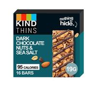 KIND Thins, Gluten Free Snack Bars,Dark Chocolate Nuts and Sea Salt High Fibre, Healthy Snack, 95 calories, No Artificial Colours, Flavours or Preservatives, Multipack 16 x 19g