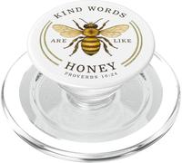 Kind Words Are Like Honey Bible Verse Bee Design PopSockets PopGrip for MagSafe
