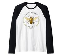 Kind Words are Like Honey Bible Verse Bee Design Raglan Baseball Tee