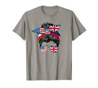 Kinda American Kinda British America Great Britain Flag Girl T-Shirt
