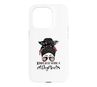 Kinda Busy Being A Dog Mom Pharaoh Hound Funny Messy Bun Case for iPhone 15 Pro
