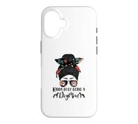 Kinda Busy Being A Dog Mom Pharaoh Hound Funny Messy Bun Case for iPhone 16