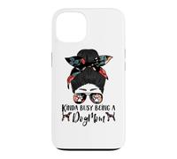 Kinda Busy Being A Dog Mom Plott Hound Funny Messy Bun Case for iPhone 13
