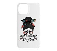 Kinda Busy Being A Dog Mom Plott Hound Funny Messy Bun Case for iPhone 14