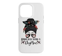 Kinda Busy Being A Dog Mom Plott Hound Funny Messy Bun Case for iPhone 14 Pro Max