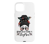 Kinda Busy Being A Dog Mom Plott Hound Funny Messy Bun Case for iPhone 15 Plus